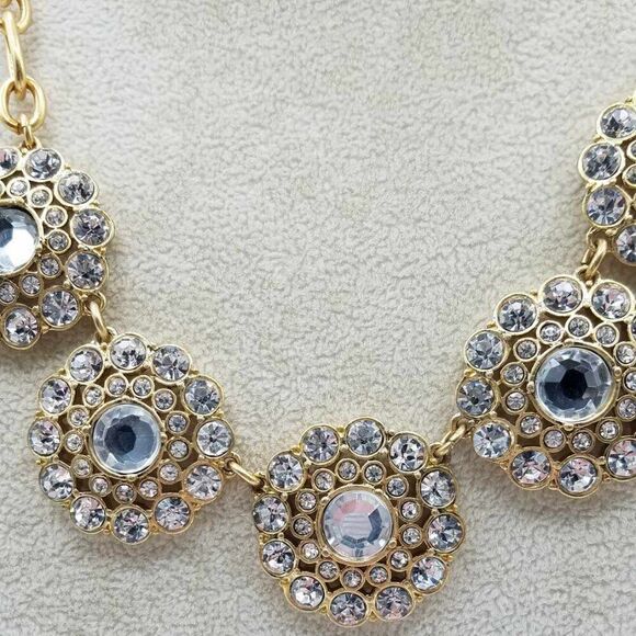 NWOT J Crew Clear Crystal Circle Statement Necklace - Picture 3 of 9